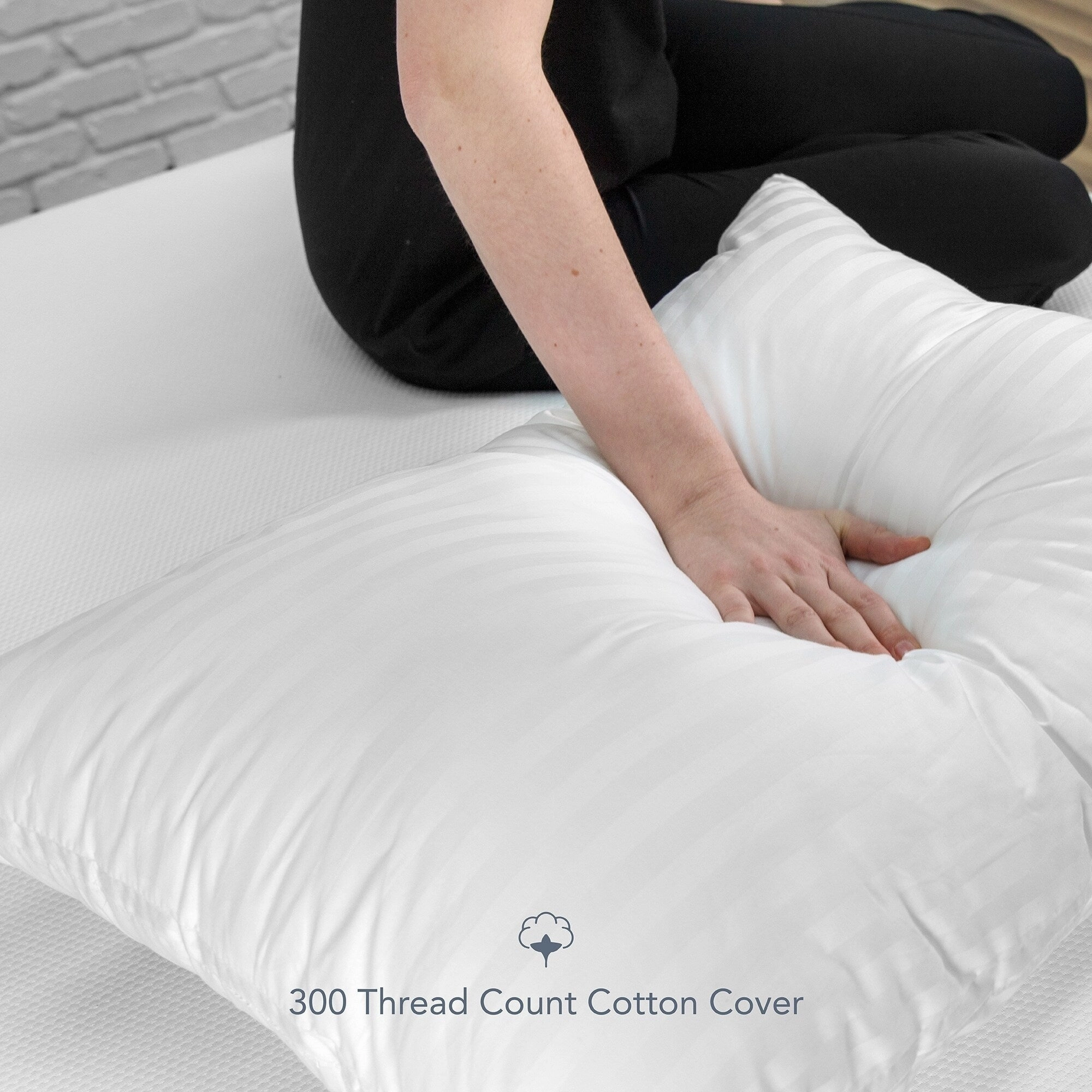 EcoPEDIC Down Alternative Bed Pillow with 300 Thread Count Cover