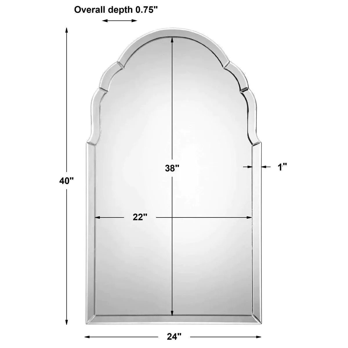 Elegant Frameless Arched Mirror with Hand Beveled Edges