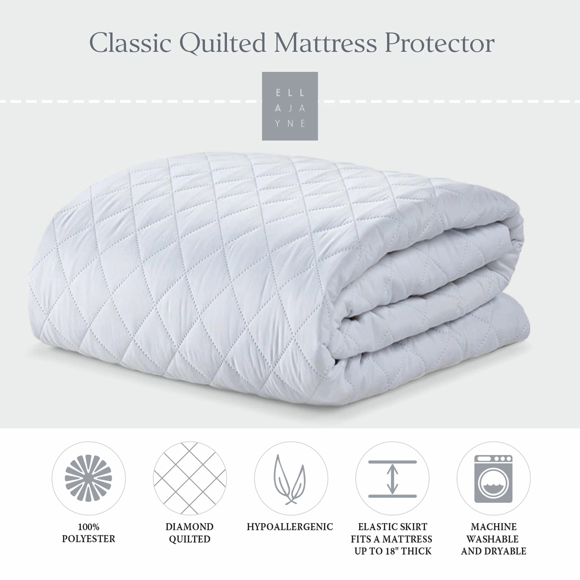 Ella Jayne Classic Quilted Mattress Pad - White
