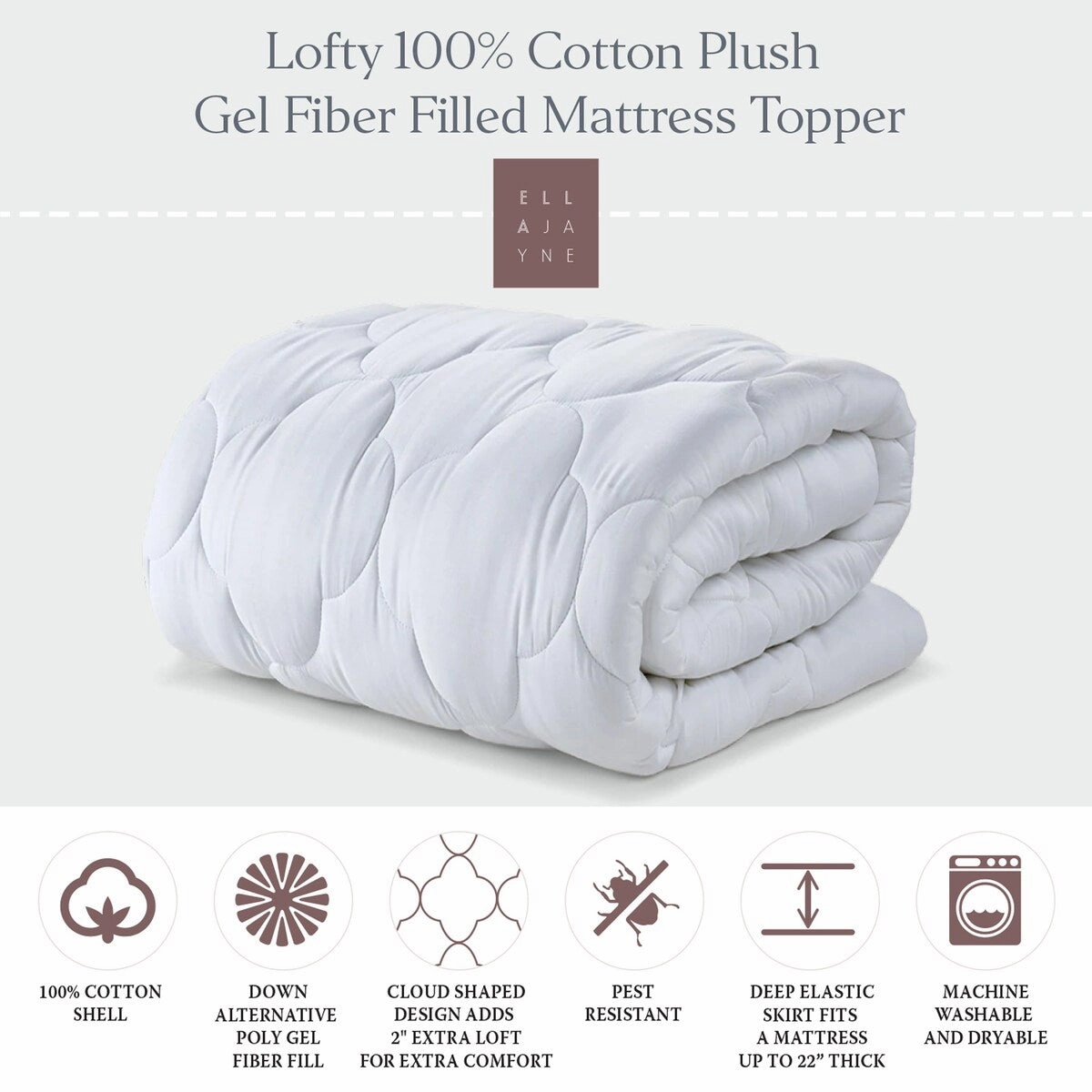 Ella Jayne Fluffy Clouds Mattress Topper - White