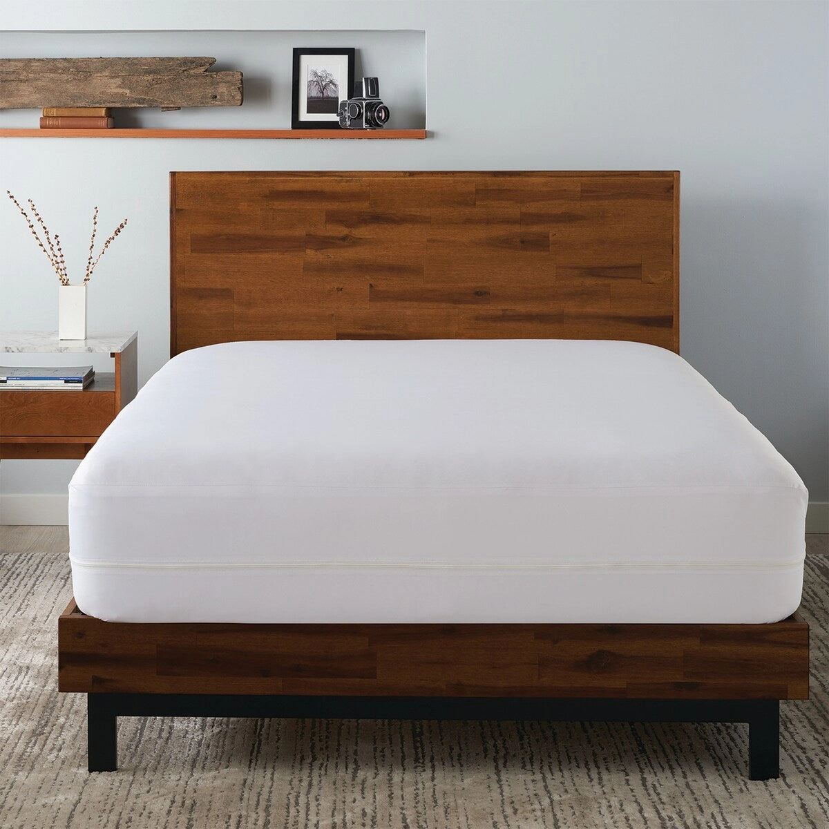 Ella Jayne Waterproof & Allergy Free Zipper Encasement, 9" to 12" Depth - White mattress pads,mattress topper,bed protection