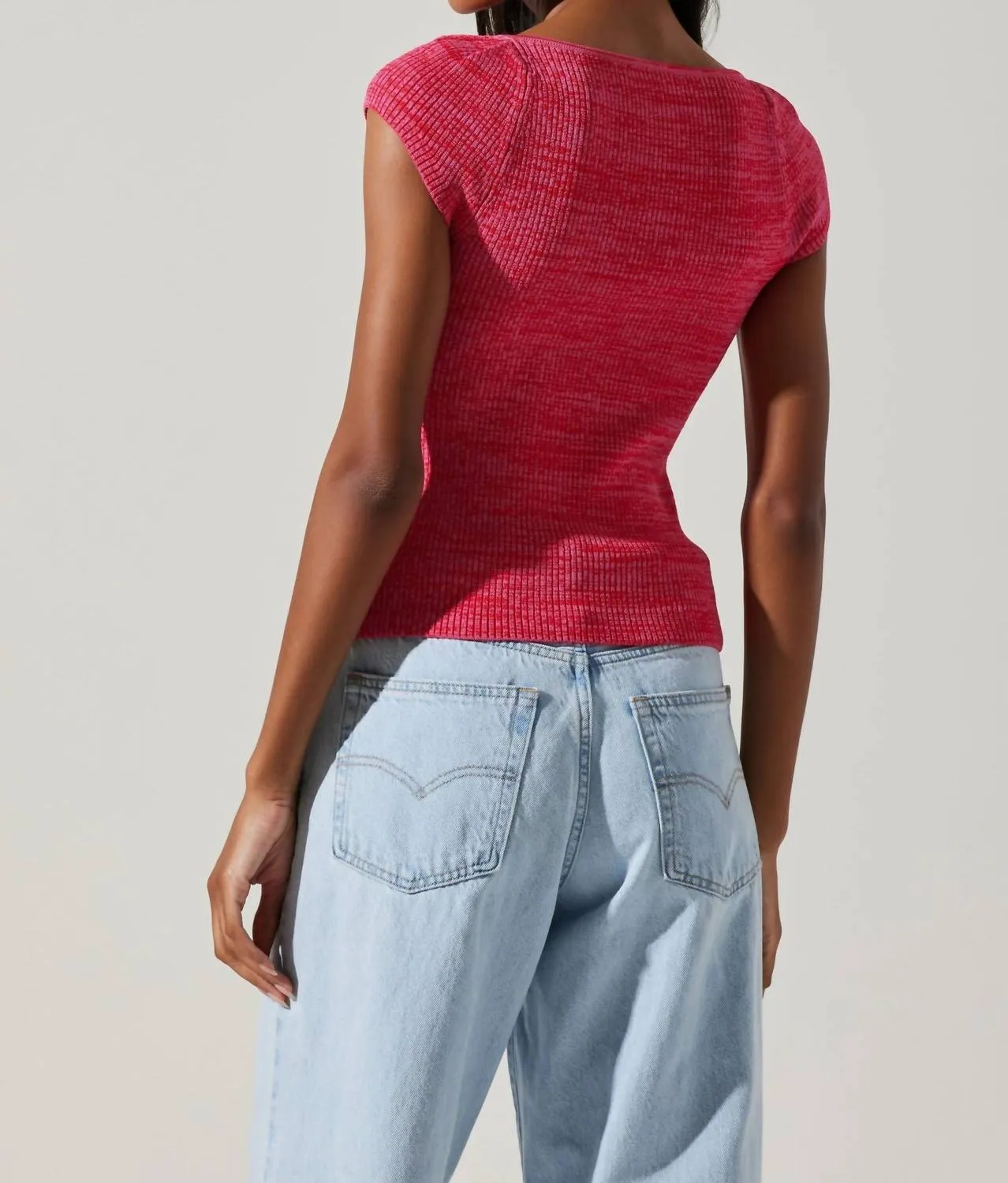 Eloah Sweater Tank In Pink Space Dye