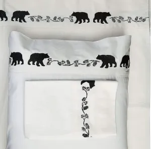Embroidered Black Bear Sheets shower bench, bathroom seat