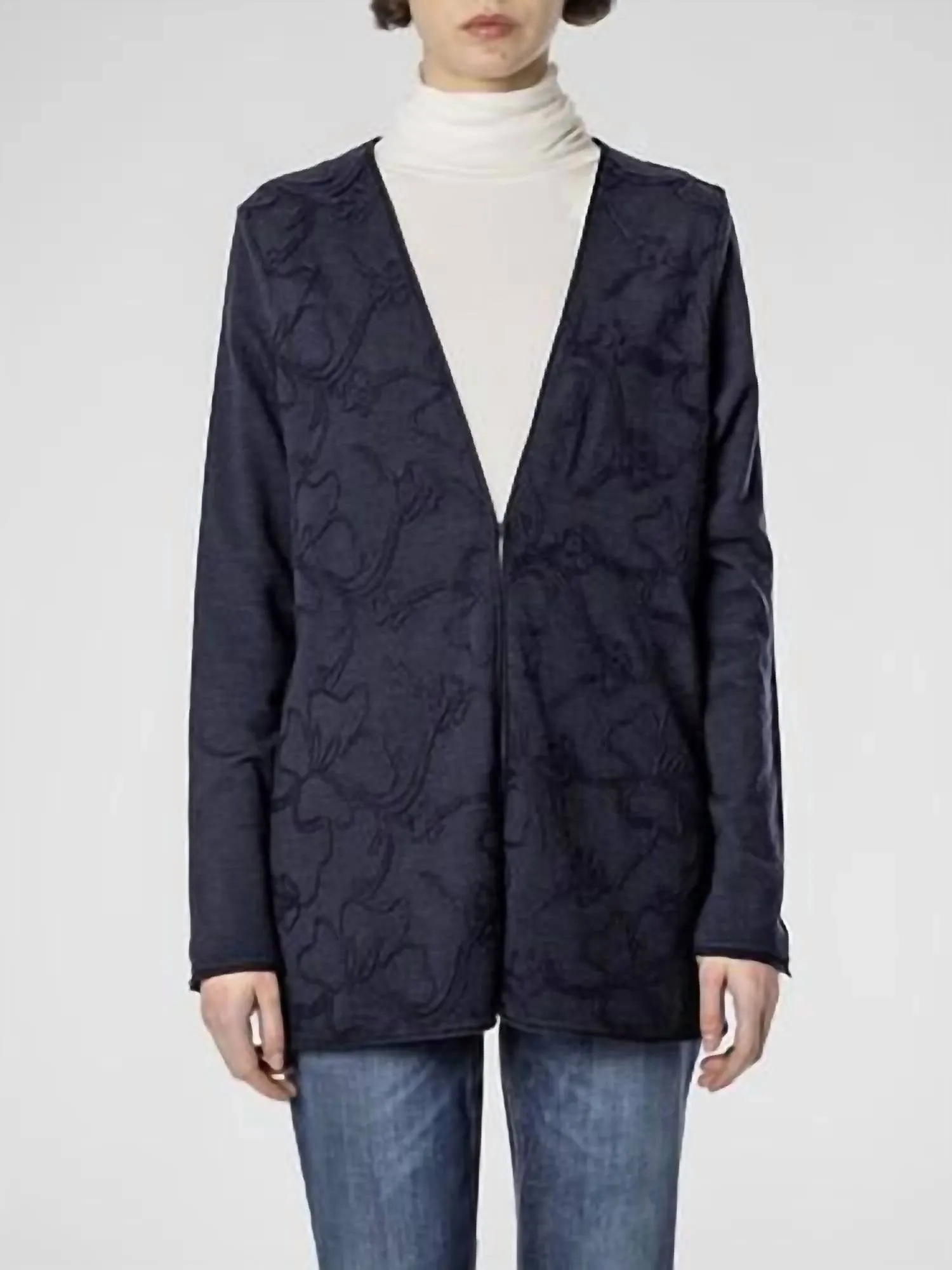 Embroidered Cardigan In Navy