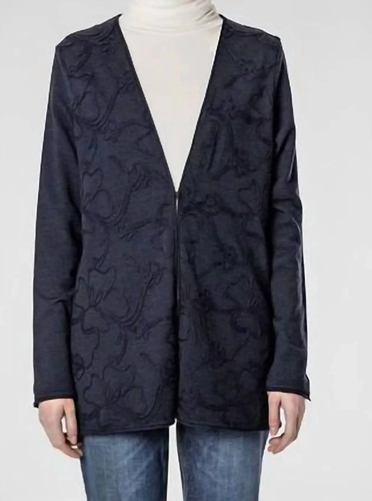 Embroidered Cardigan In Navy