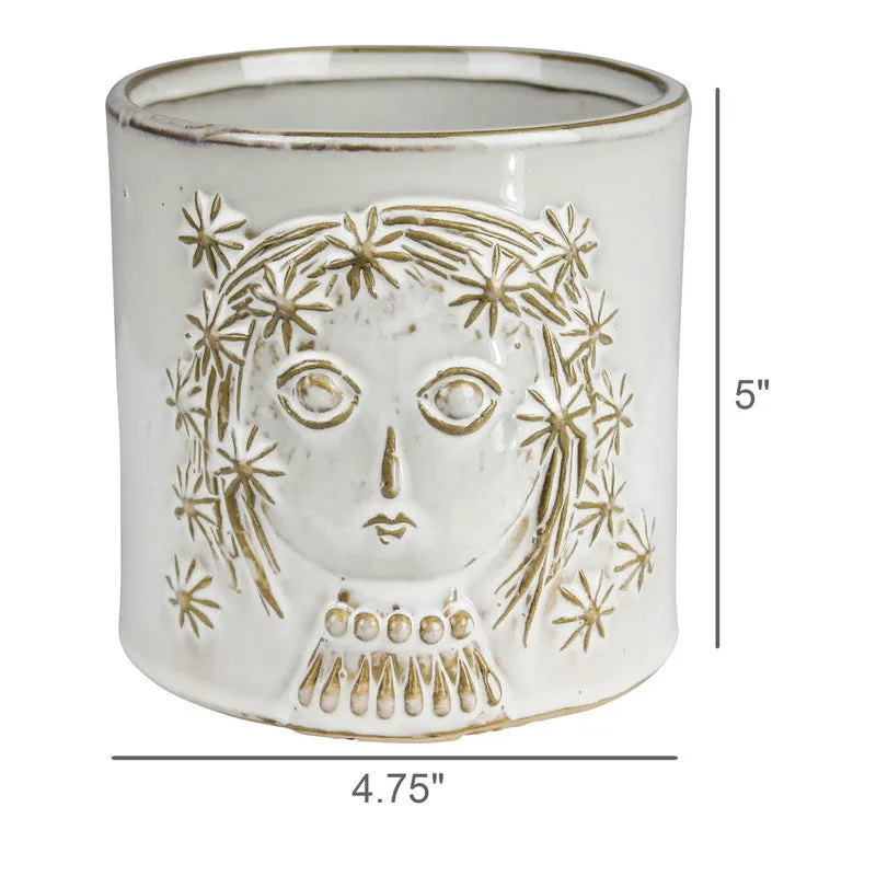 Emme Cachepot with Face, Ceramic