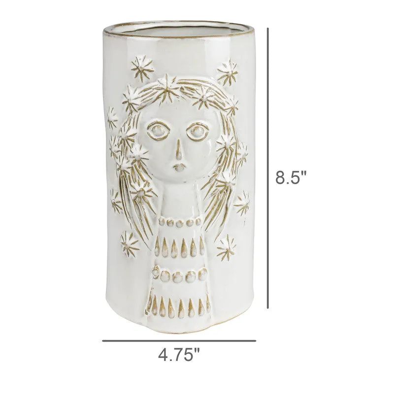 Emme Vase with Face, Ceramic