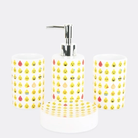 Emoji Bath Set Shower Curtain,Waterproof Curtain