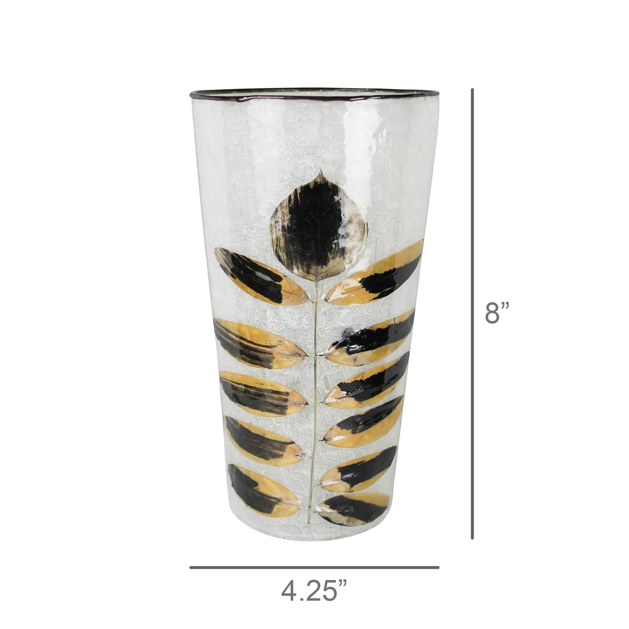 Enameled, Painted Leaf Vase