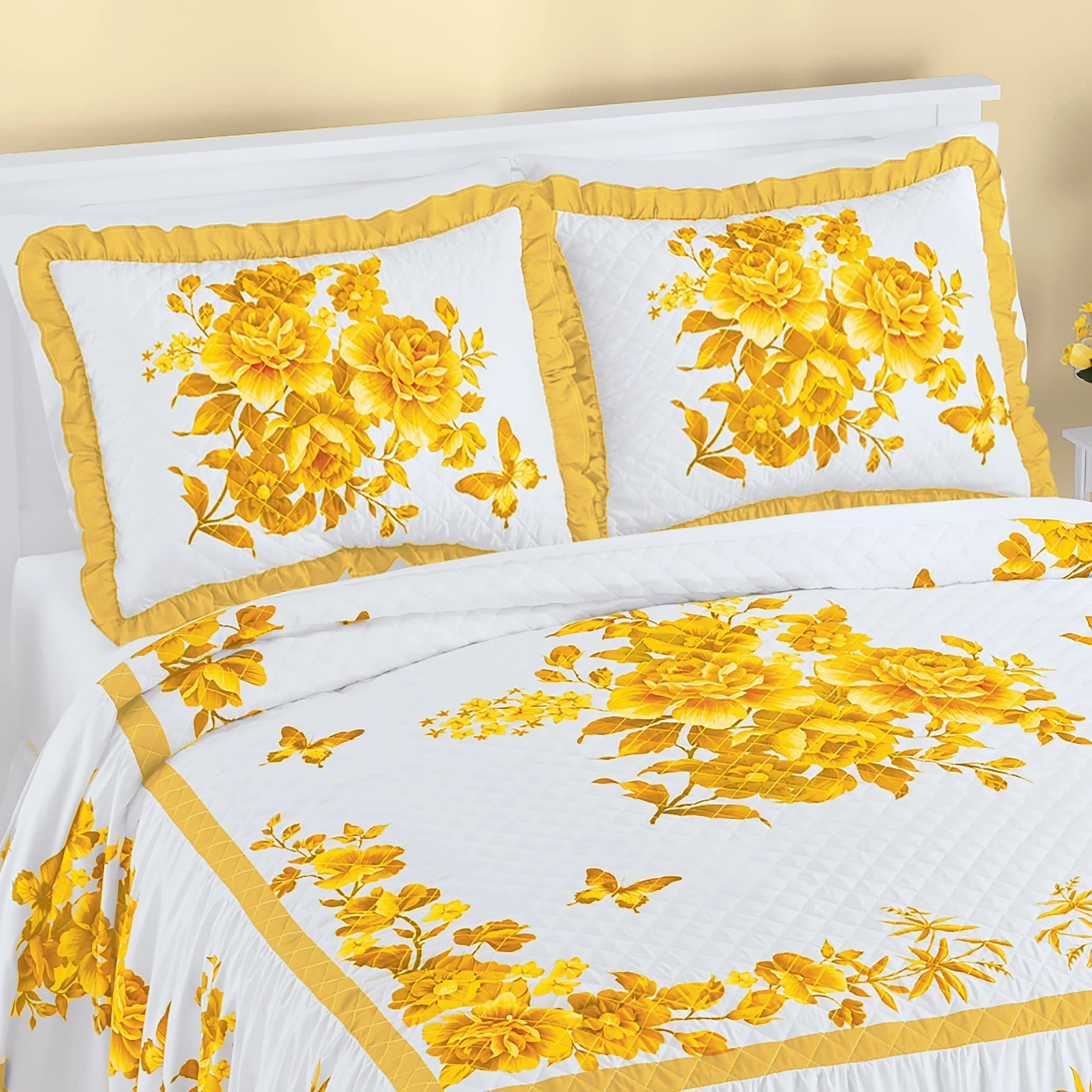 Enchanting Butterfly Ruffled Edge Pillow Shams - Set of 2