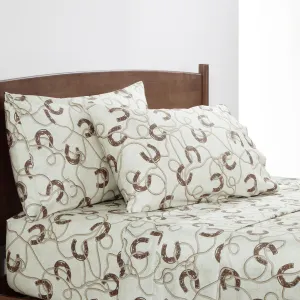 Equestrian Sheets with Rope and Horseshoes shower bench, bathroom seat