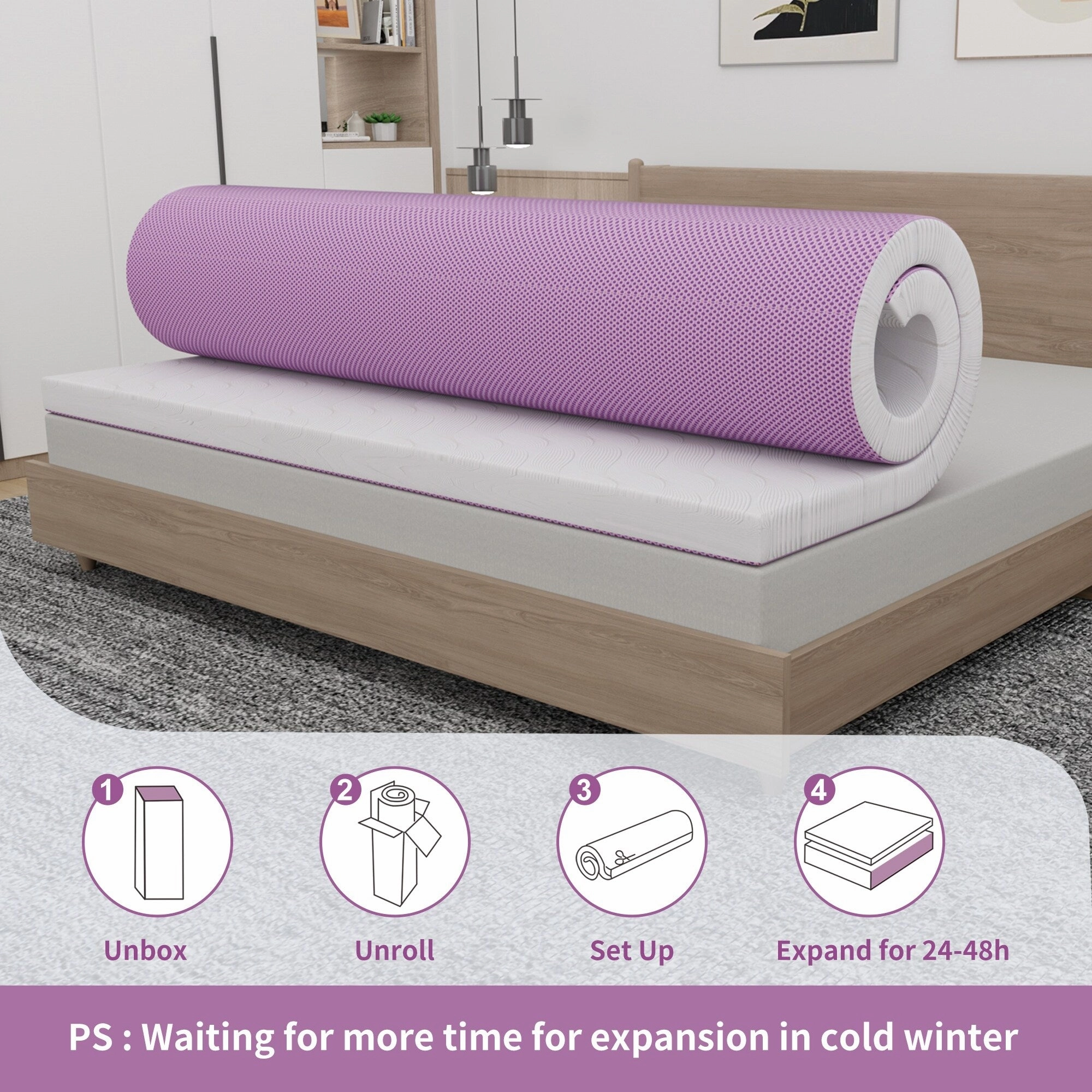 ESHINE 3 inch Memory Foam Mattress Topper Twin Size with Soothing Lavender Ingredient