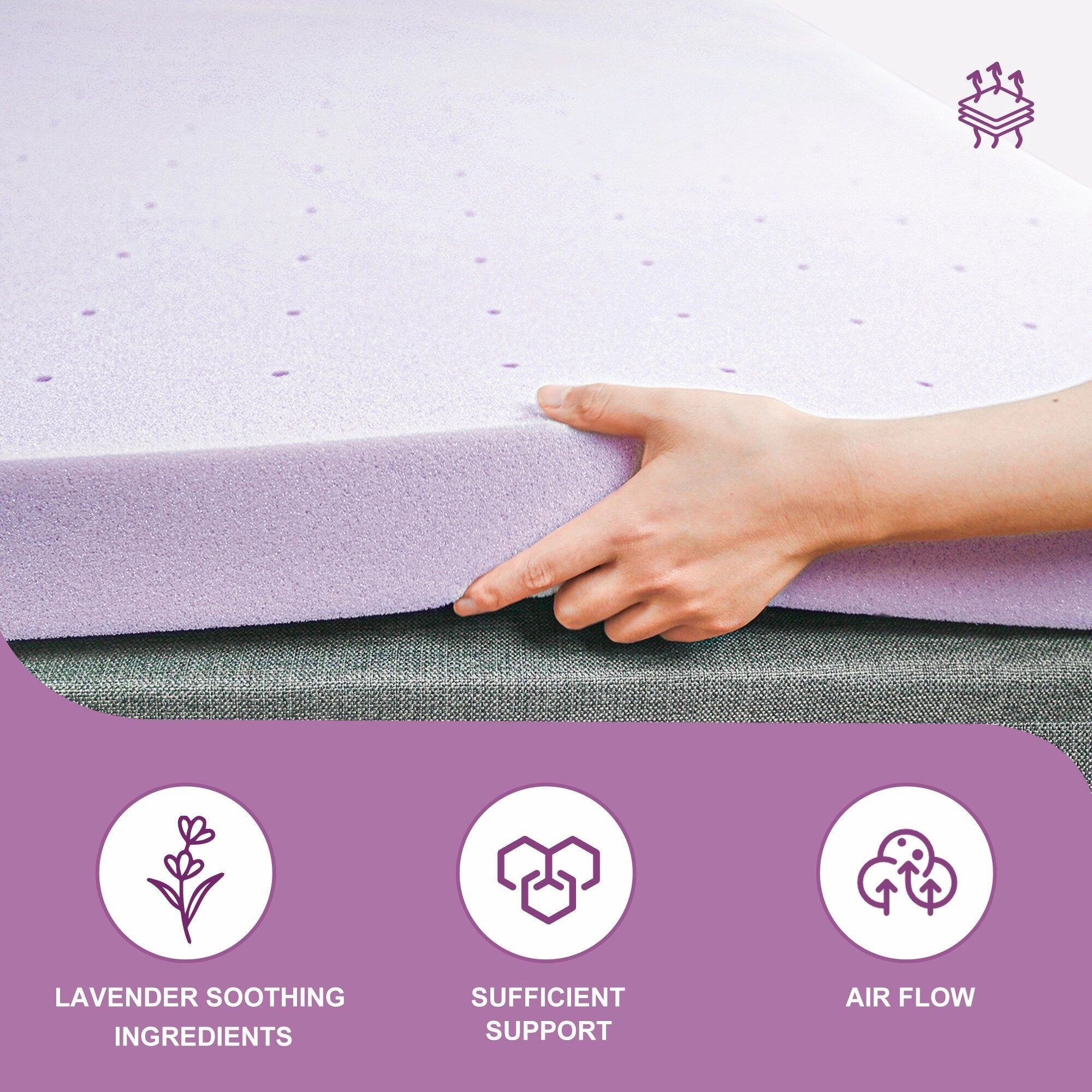 ESHINE 3 inch Memory Foam Mattress Topper Twin Size with Soothing Lavender Ingredient