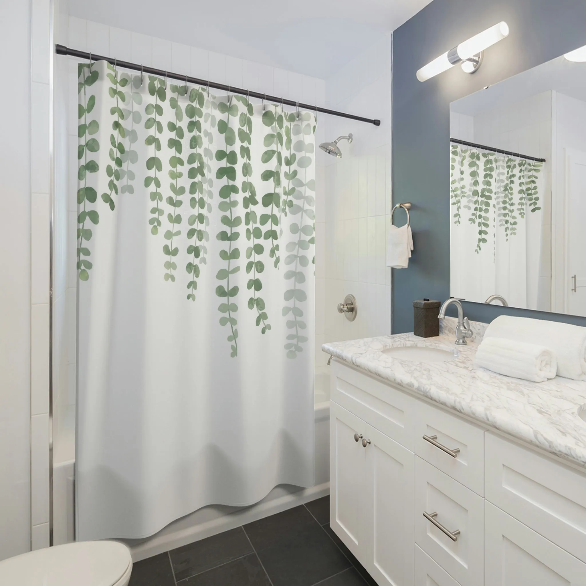 Eucalyptus Shower Curtain | Sage Green Watercolor