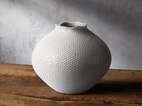 Eva Large Round Vase in Cream Vases & Planters,ceramic flower vase
