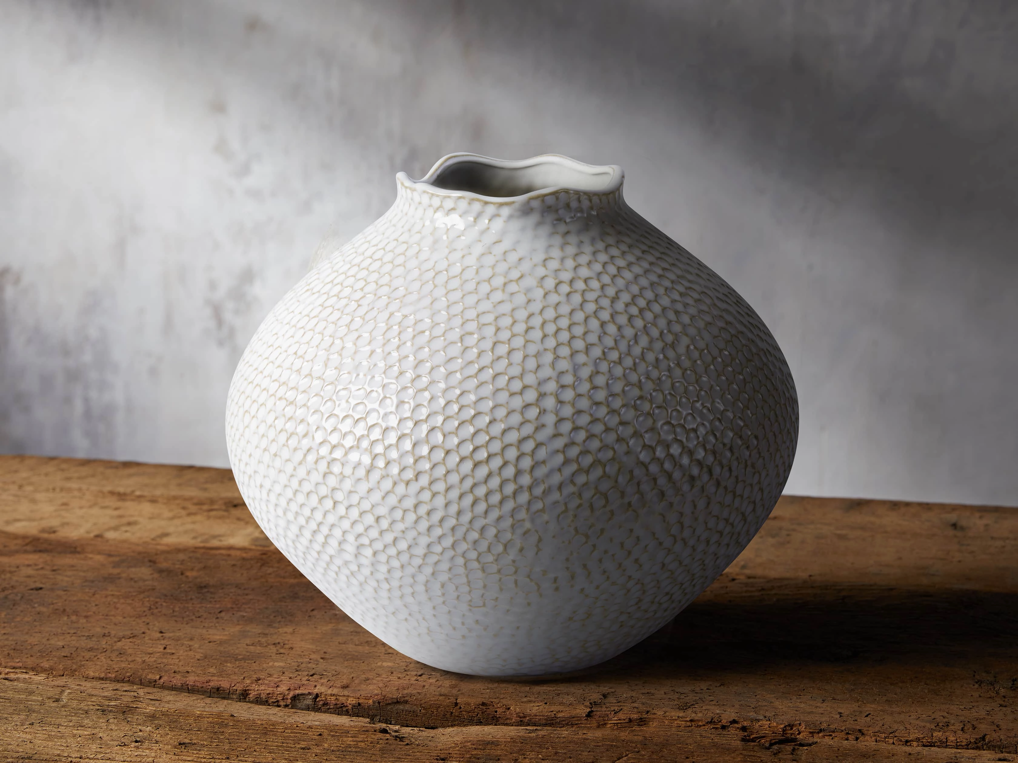 Eva Large Round Vase in Cream Vases & Planters,ceramic flower vase