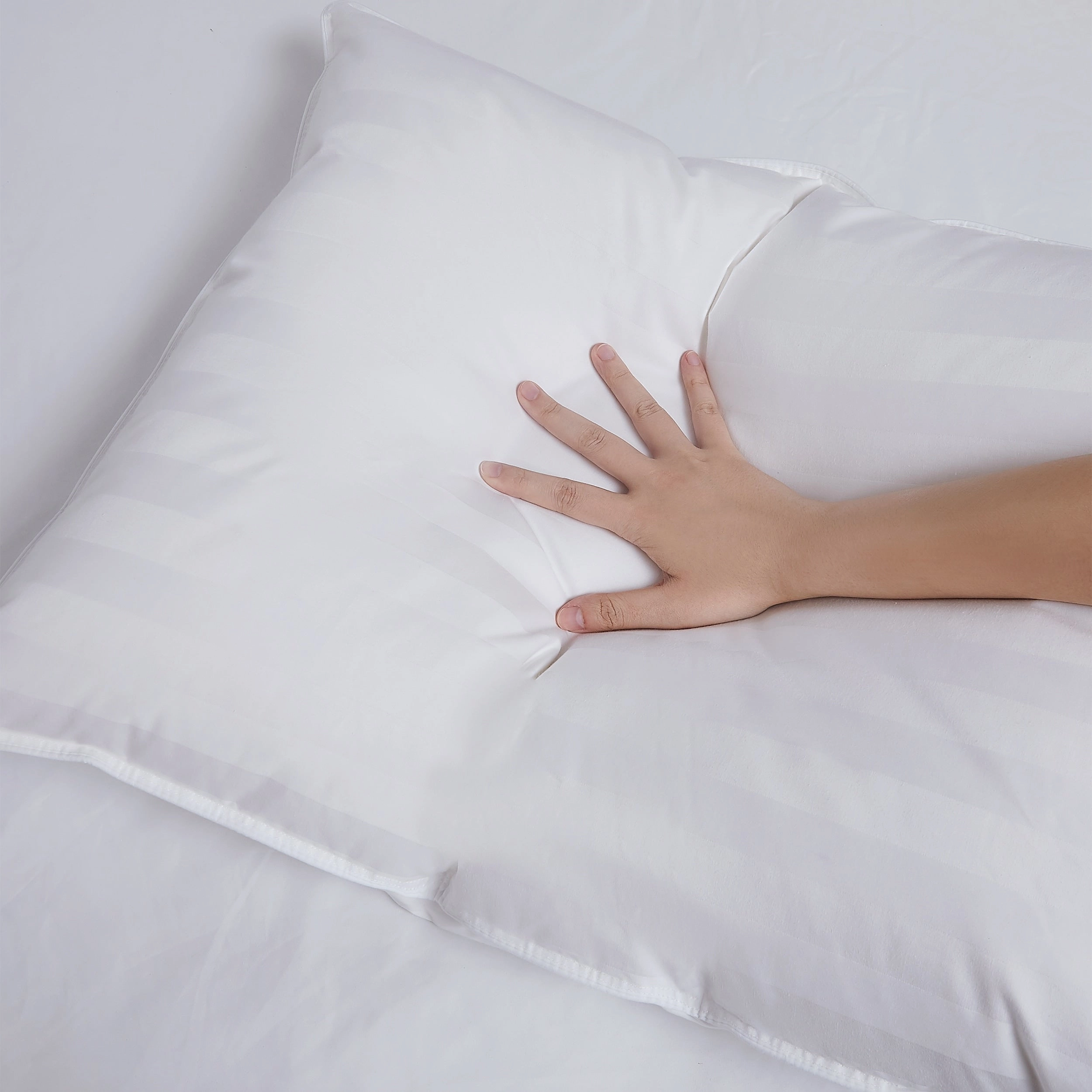 Extra-soft Damask Cotton/White Down Stomach Sleepers Only Pillow -Ultra Thin