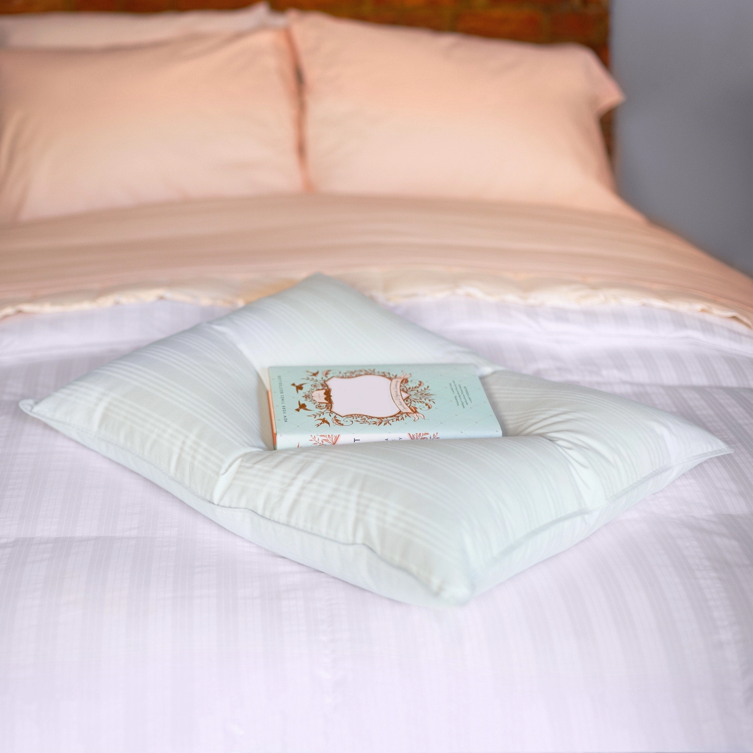 Extra-soft Damask Cotton/White Down Stomach Sleepers Only Pillow -Ultra Thin
