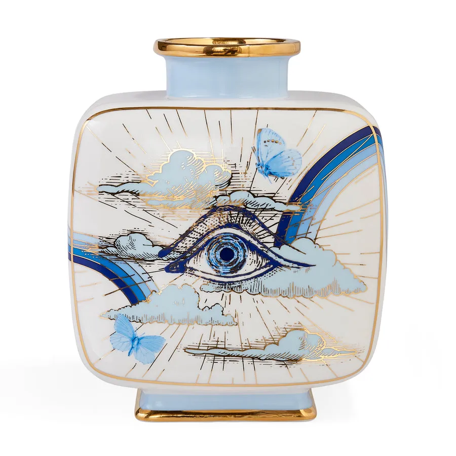 Eye Motif Porcelain Square Vase | Jonathan Adler Druggist