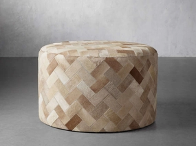 Fairfield Hair on Hide Pouf Poufs,round knitted pouf