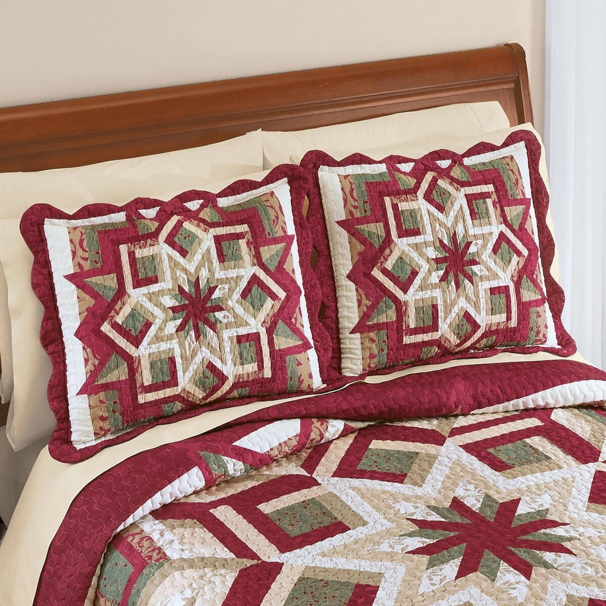 Fall Star Pattern Scalloped Edge Pillow Sham