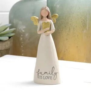 Family is Love Angel Holding Gold Heart Decorative Mirror,Home Decor Mirror