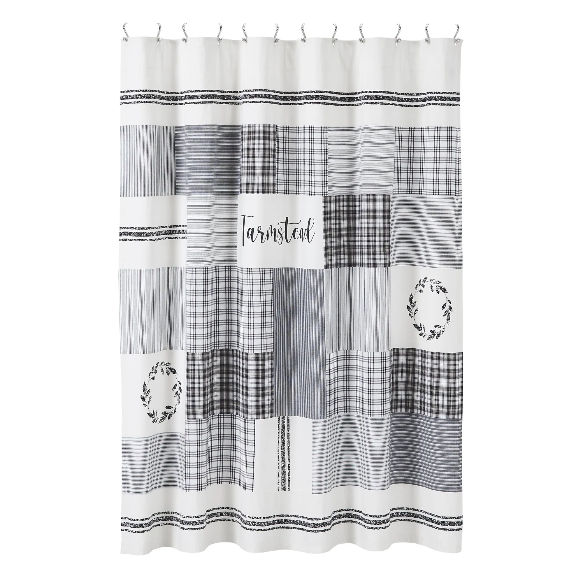 Farmstead Black Patchwork Shower Curtain