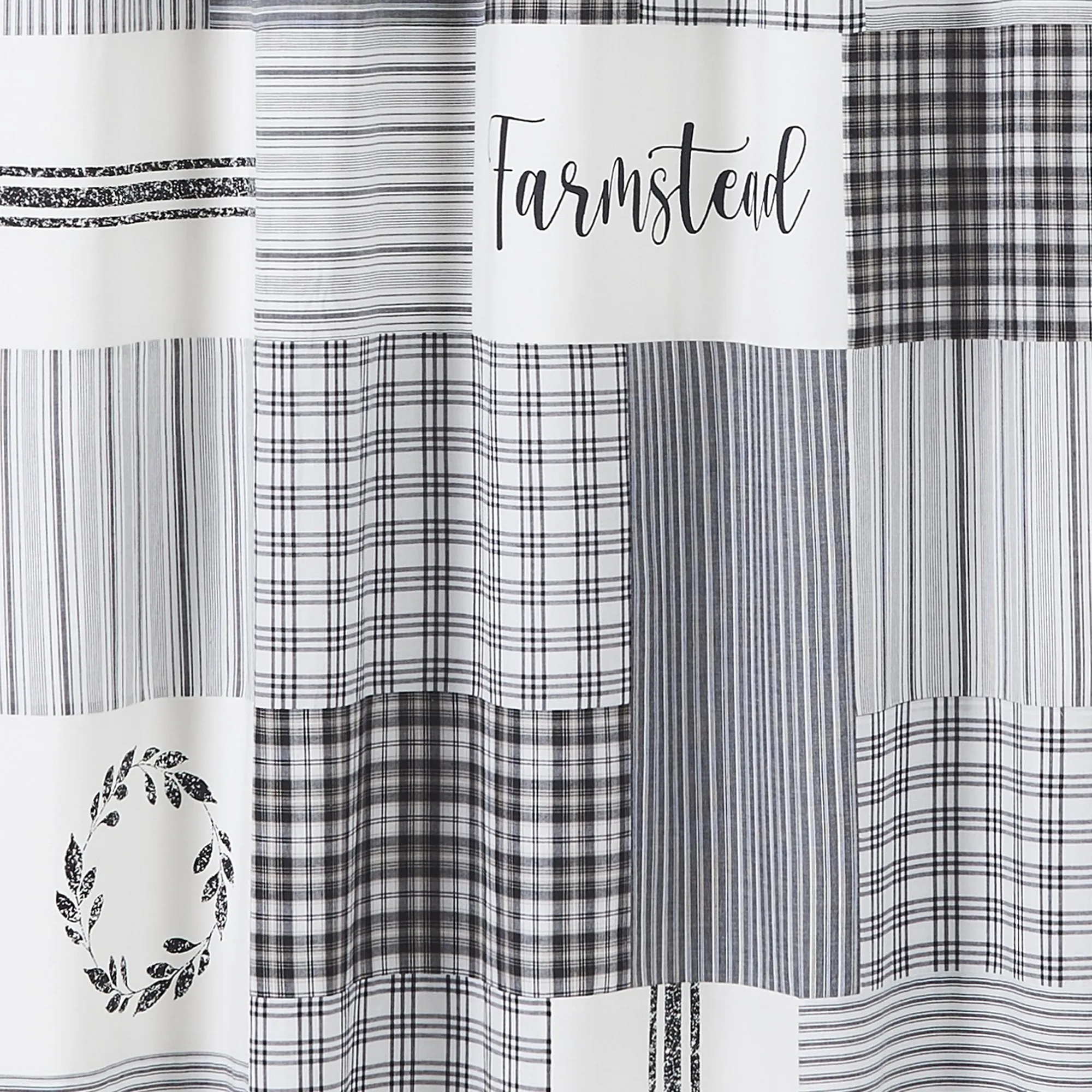 Farmstead Black Patchwork Shower Curtain