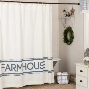 Farmstead Blue Farmhouse Shower Curtain Lighting,Lamps Fixtures