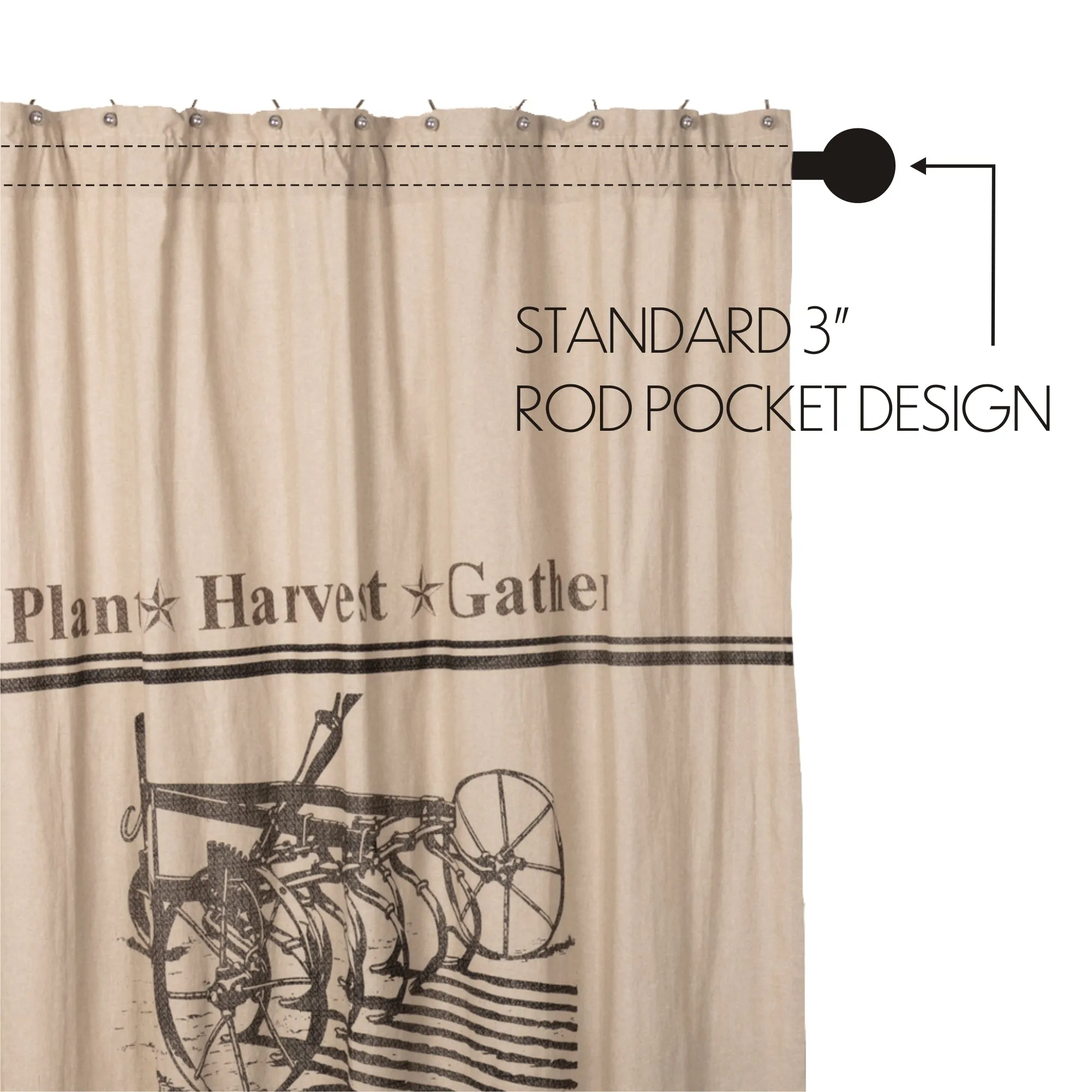 Farmstead Charcoal Plow Shower Curtain