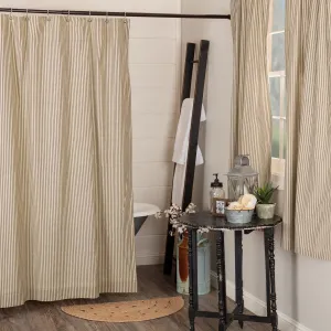 Farmstead Charcoal Ticking Stripe Shower Curtain Lighting,Lamps Fixtures