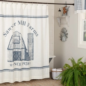 Farmstead Blue Barn Shower Curtain Lighting,Lamps Fixtures
