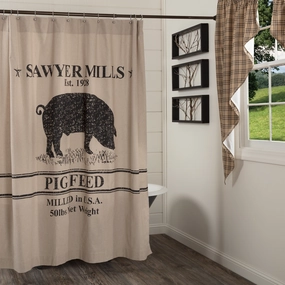 Farmstead Charcoal Pig Shower Curtain Lighting,Lamps Fixtures