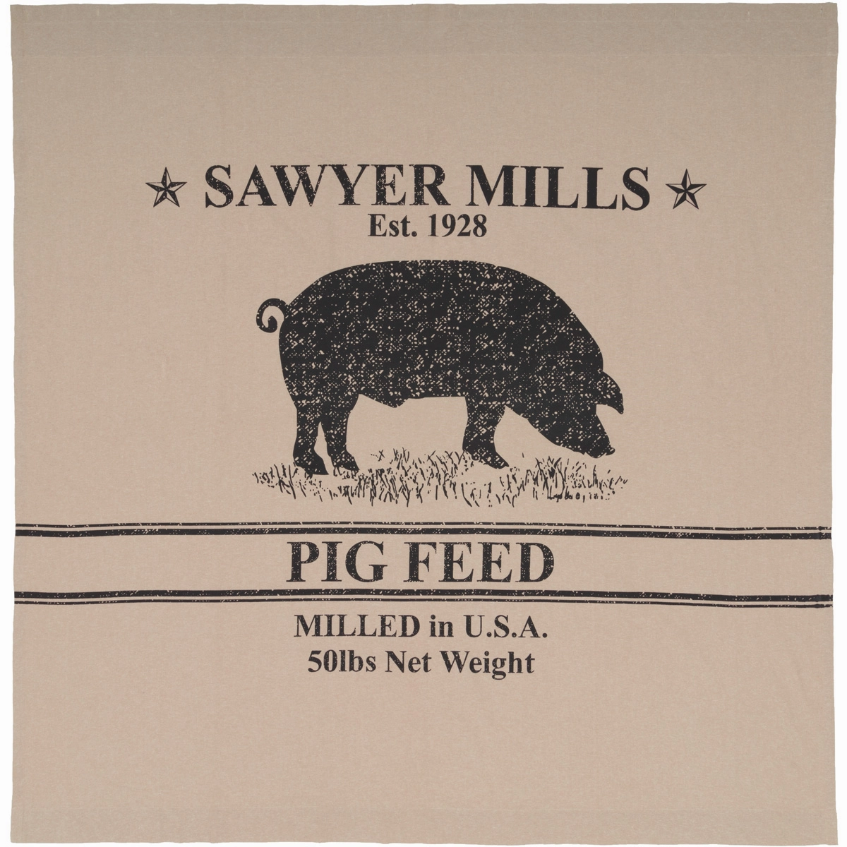 Farmstead Charcoal Pig Shower Curtain