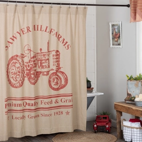 Farmstead Red Tractor Shower Curtain Lighting,Lamps Fixtures