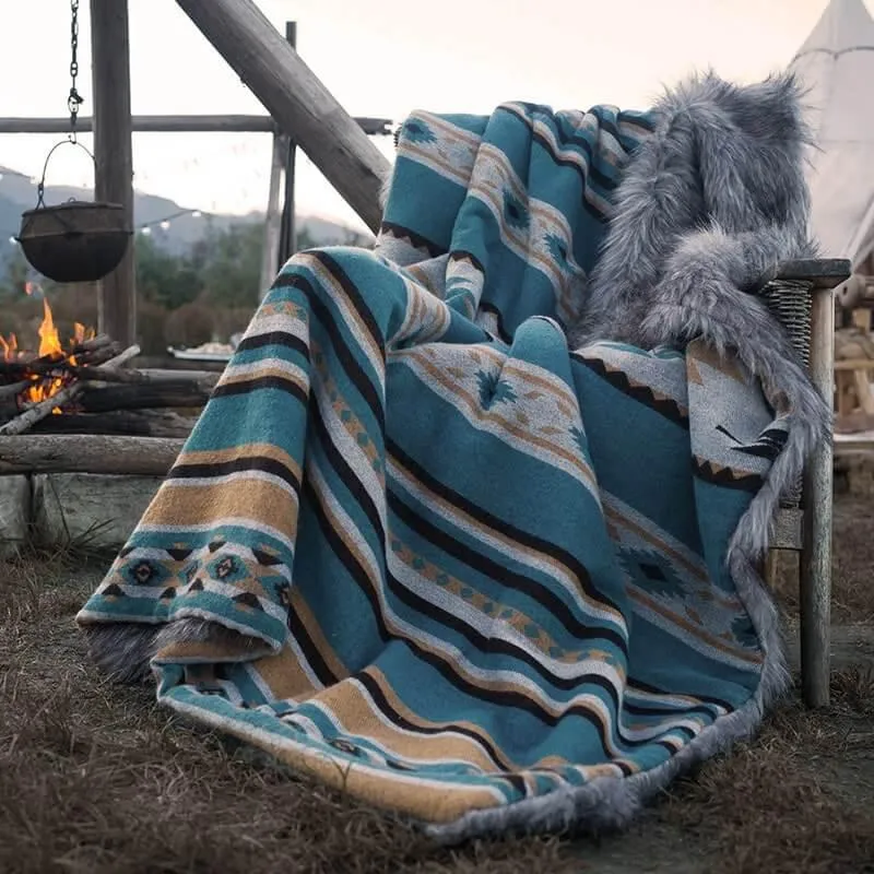 Faux Fur Aztec Blanket - 4 Colors