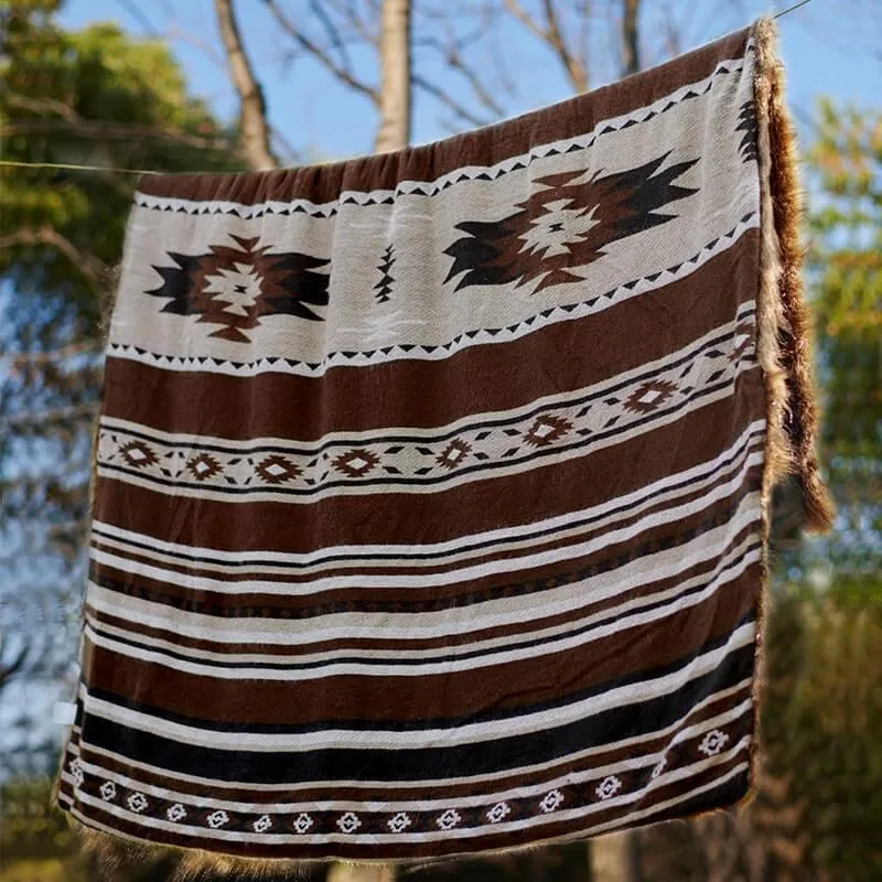 Faux Fur Aztec Blanket - 4 Colors