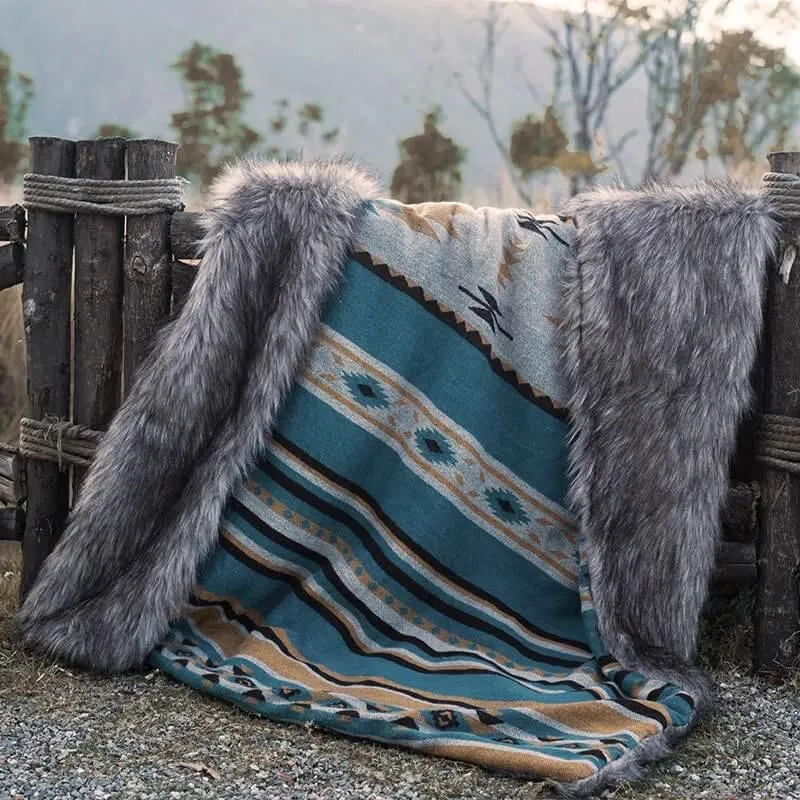 Faux Fur Aztec Blanket - 4 Colors