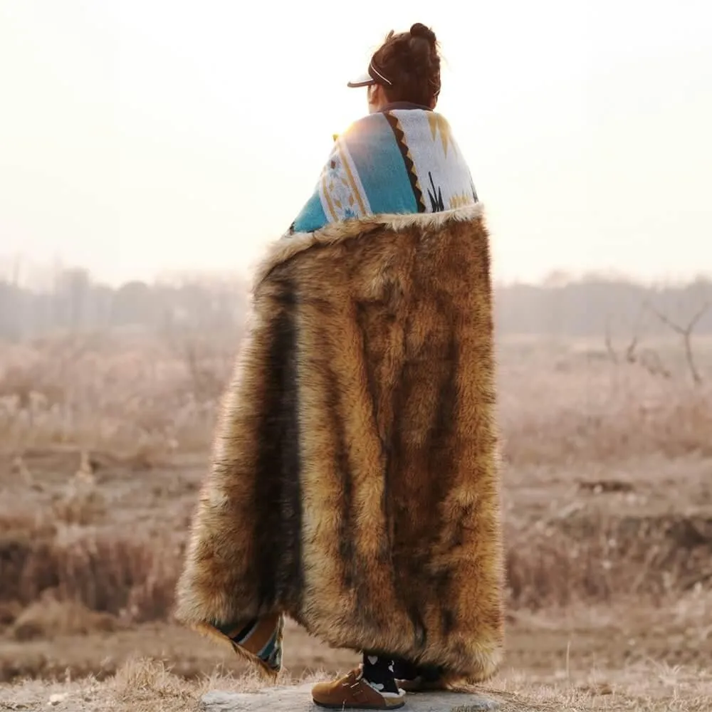 Faux Fur Aztec Blanket - 4 Colors