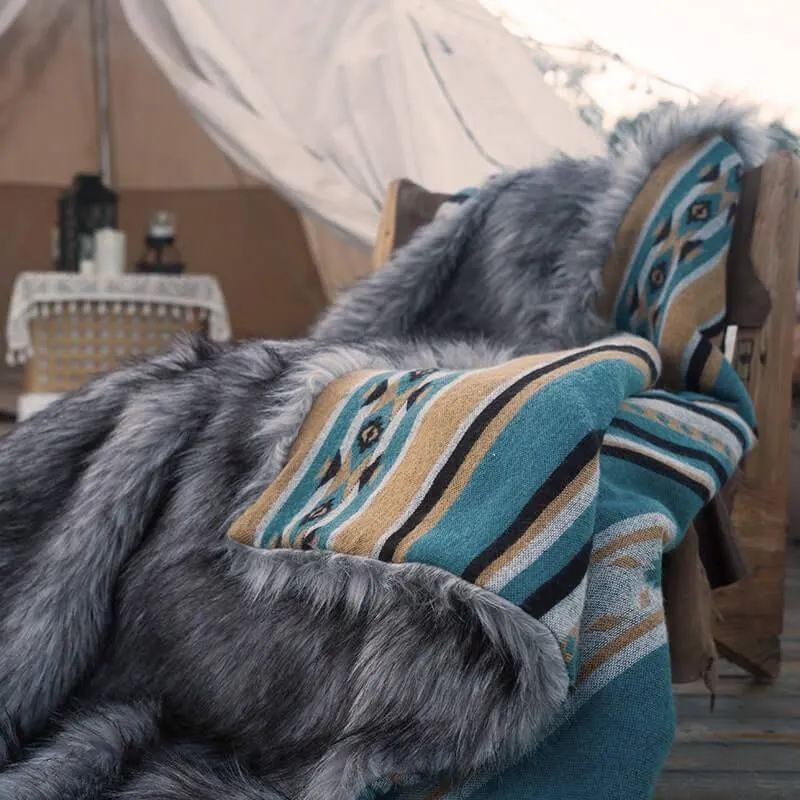 Faux Fur Aztec Blanket - 4 Colors