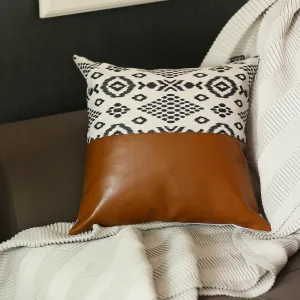 Faux Leather Boho Abstract Pillow Cover luxury bedding, duvet cover