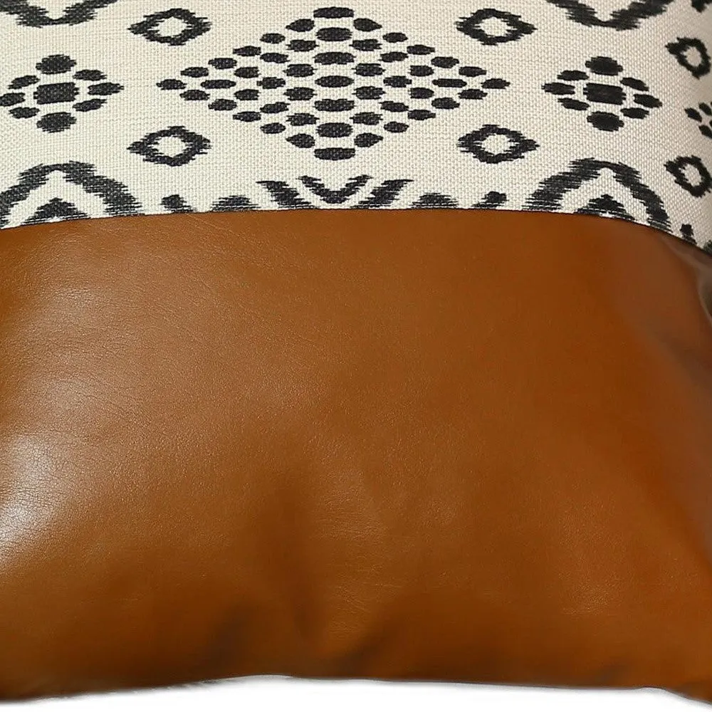 Faux Leather Boho Abstract Pillow Cover