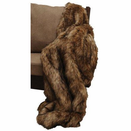 Faux Coyote Pelt Throw Blanket