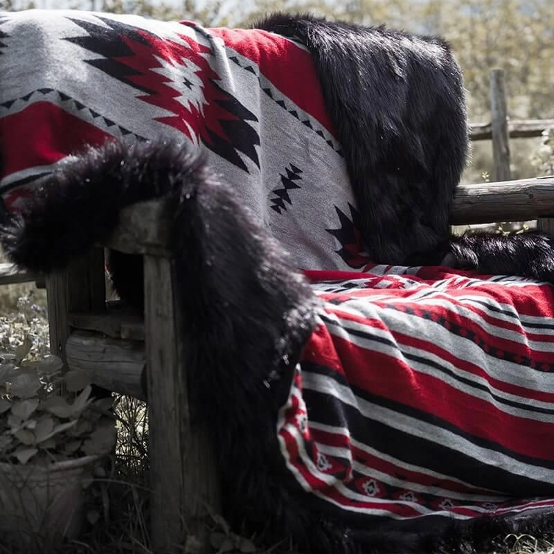 Faux Fur Aztec Blanket - 4 Colors