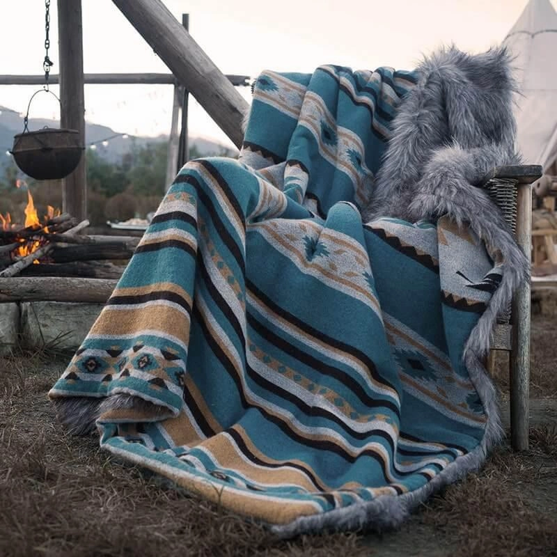 Faux Fur Aztec Blanket - 4 Colors