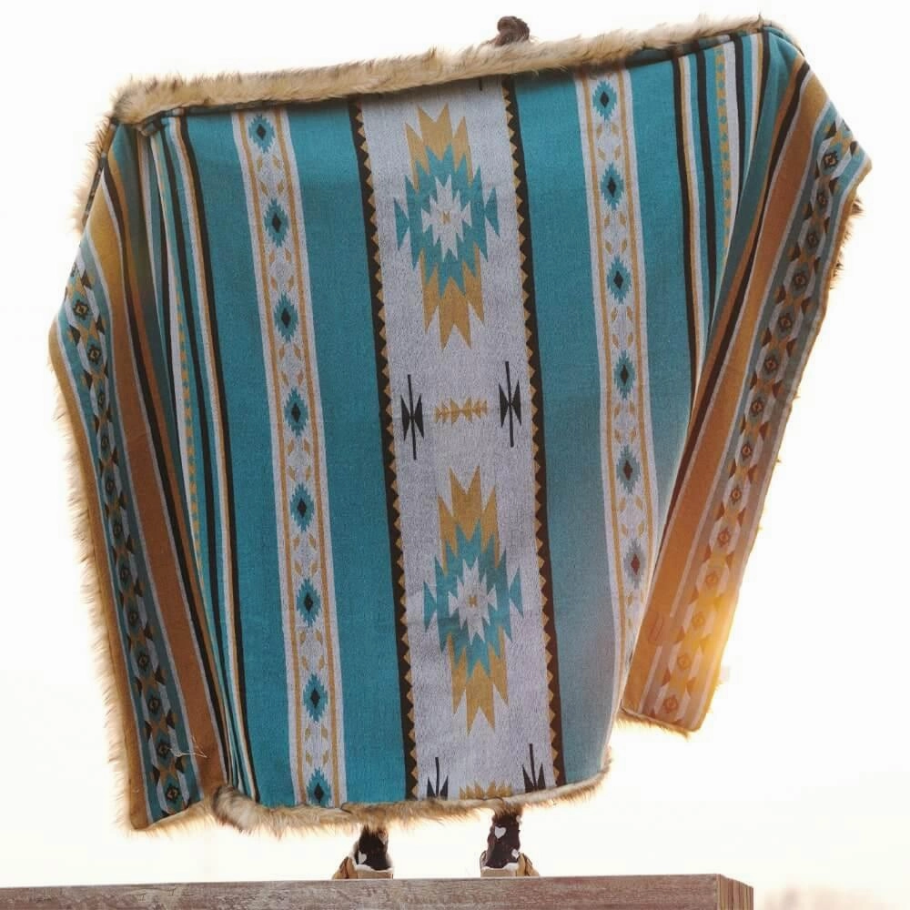 Faux Fur Aztec Blanket - 4 Colors