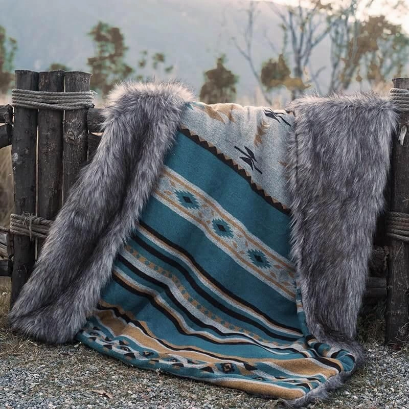 Faux Fur Aztec Blanket - 4 Colors