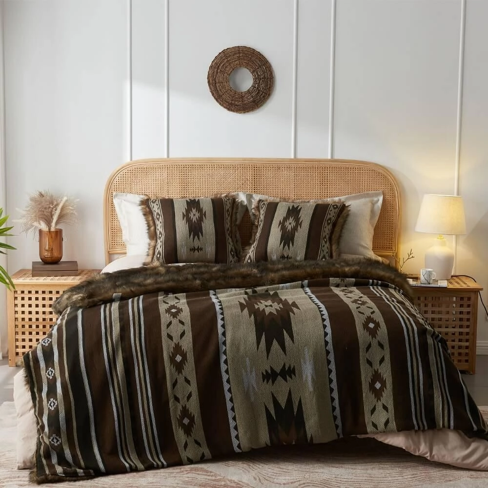 Faux Fur Aztec Blanket - 4 Colors storage cart, utility cart