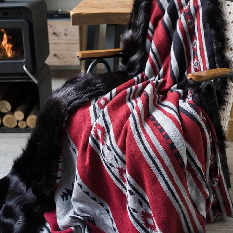 Faux Fur Aztec Blanket - 4 Colors