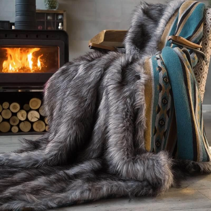 Faux Fur Aztec Blanket - 4 Colors